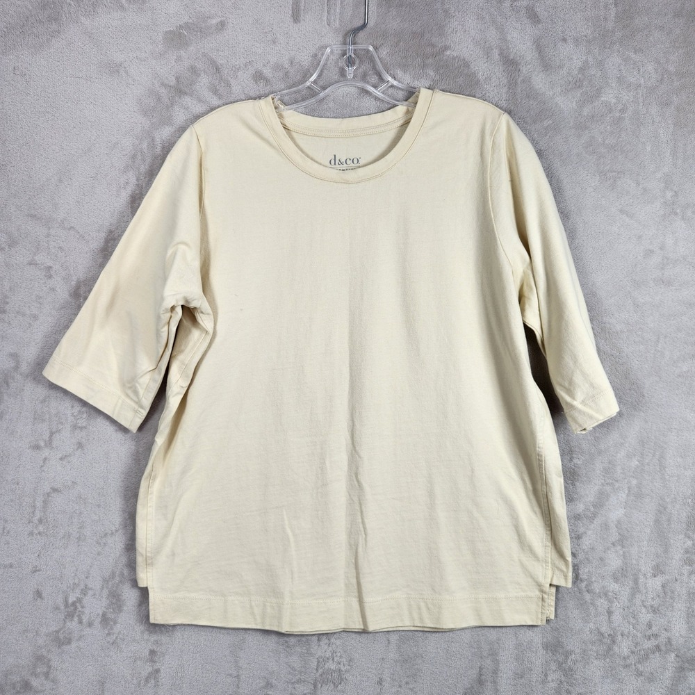 Denim & Co Top Womens Petite Medium Bleached Sand Cotton Jersey Tunic A694670